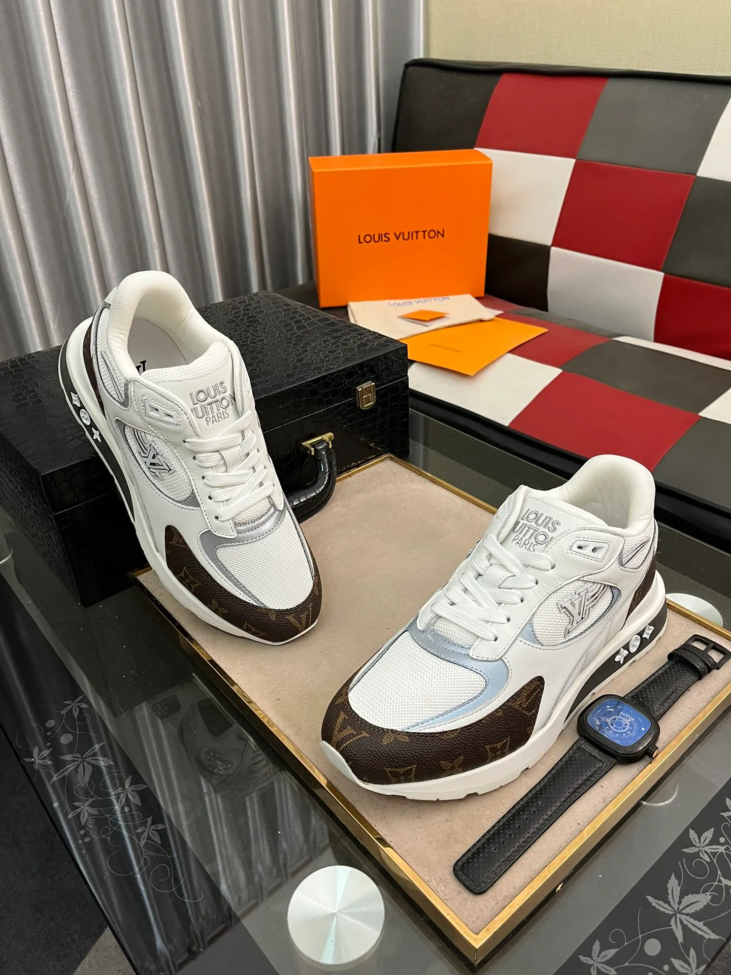 Men's Men's Shoes 💰660⌚️⌚️【LOUIS VUITTON) New 🍀LV Louis Vuitton*——LV classic dad shoes trendy shoes! Made of imported original soft calf leather, imported fly woven lining. Original wear-resistant rubber outsole! High quality products! Code number: 38-44